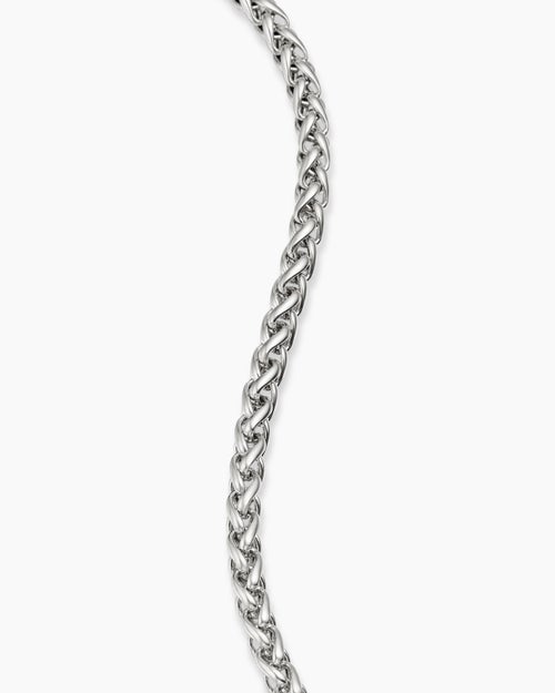 Mens Wheat Chain Bracelet in Sterling Silver, 4mm