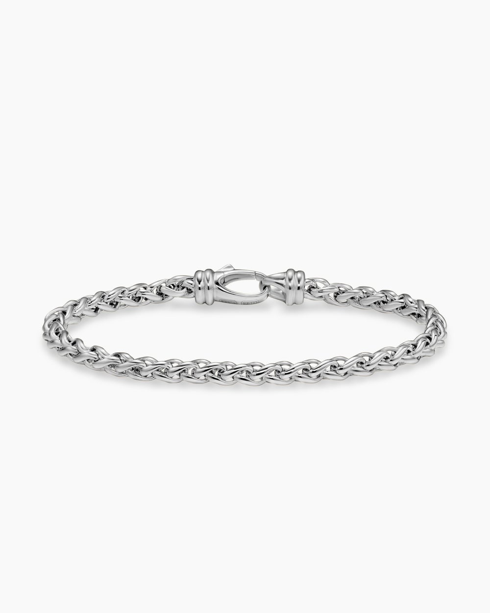 Mens Wheat Chain Bracelet in Sterling Silver, 4mm