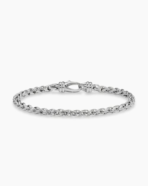 Mens Wheat Chain Bracelet in Sterling Silver, 4mm