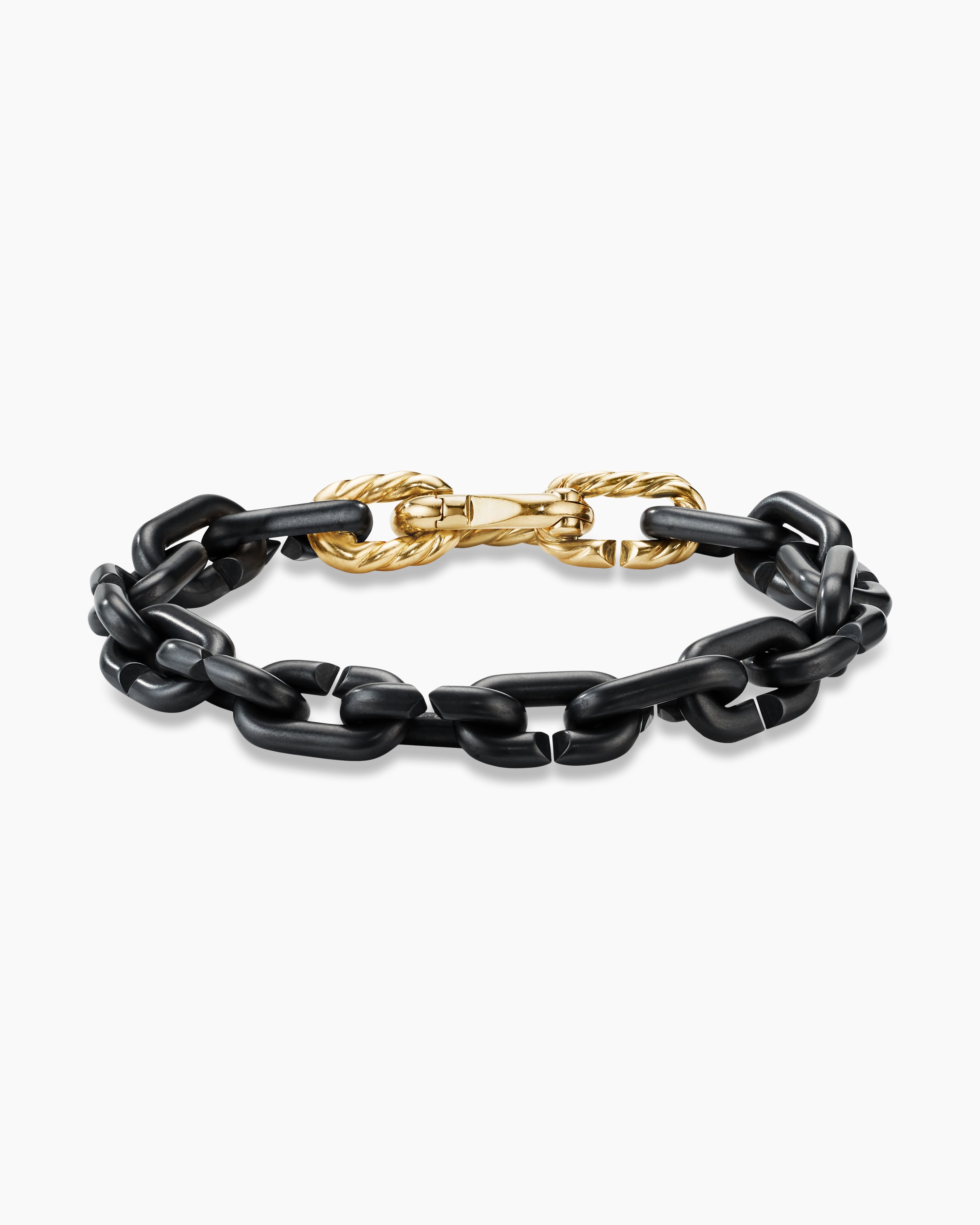 Chain Links Bracelet in Black Titanium with 18K Yellow Gold, 10mm | David  Yurman
