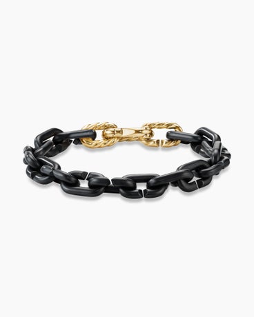 Chain Links Bracelet in Black Titanium with 18K Yellow Gold, 10mm