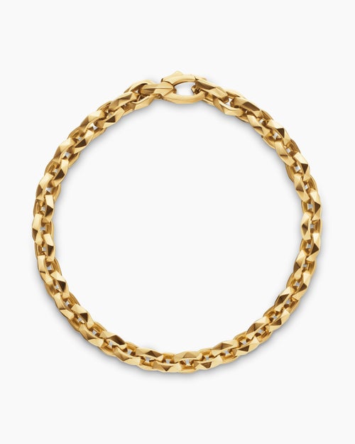 Mens Faceted Chain Bracelet in 18K Yellow Gold, 7mm