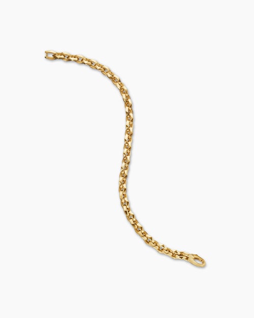 Mens Faceted Chain Bracelet in 18K Yellow Gold, 7mm