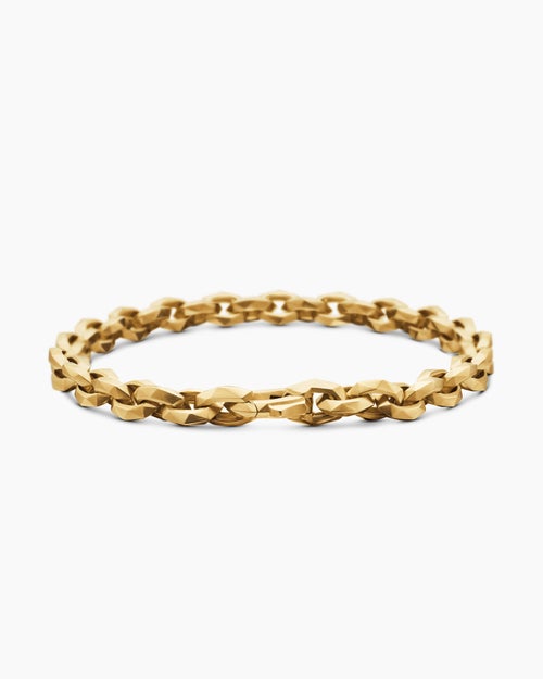 Mens Faceted Chain Bracelet in 18K Yellow Gold, 7mm