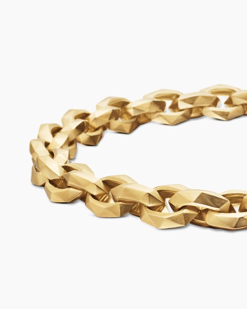 Mens Faceted Chain Bracelet in 18K Yellow Gold, 7mm