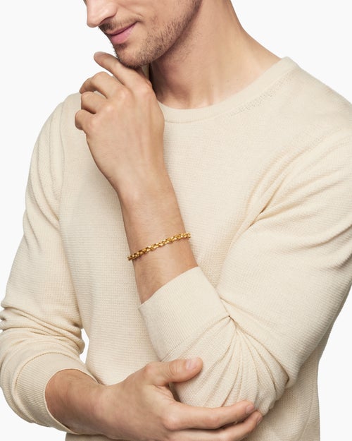 Mens Faceted Chain Bracelet in 18K Yellow Gold, 7mm