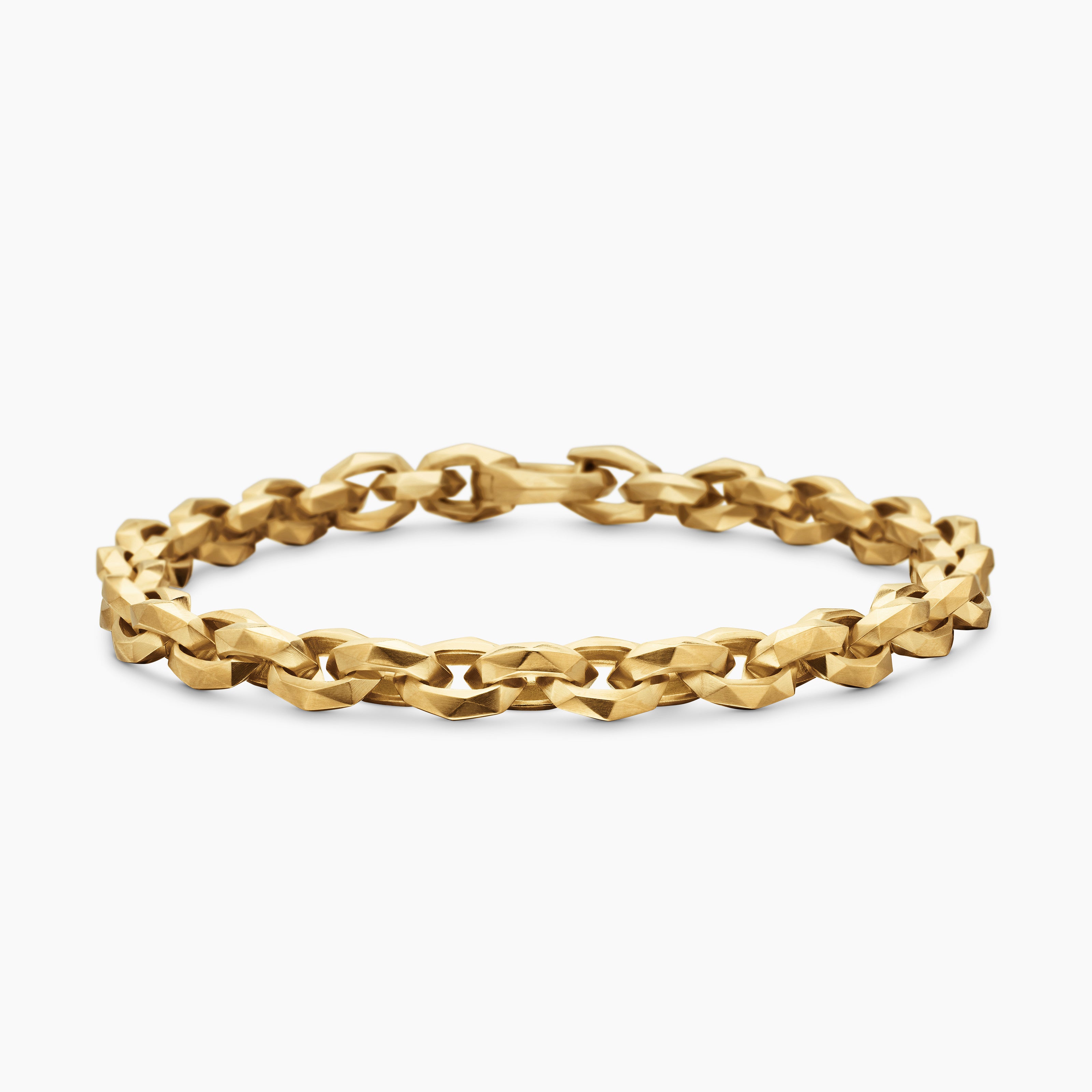 Mens Faceted Chain Bracelet in 18K Yellow Gold, 7mm