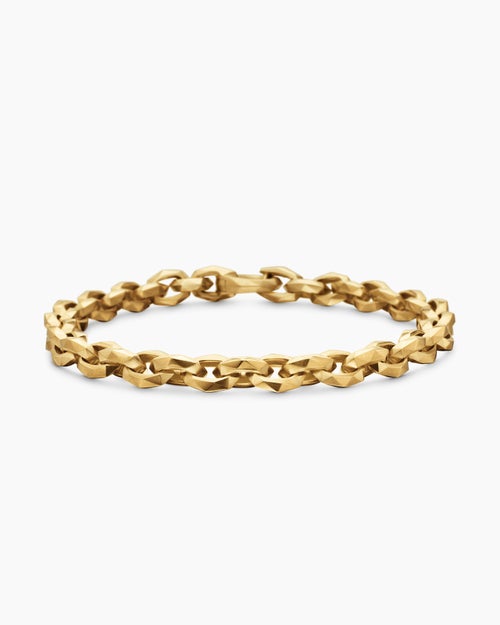 Mens Faceted Chain Bracelet in 18K Yellow Gold, 7mm