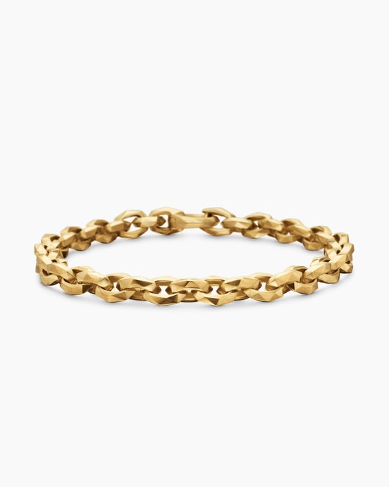 Faceted Chain Bracelet in 18K Yellow Gold, 7mm