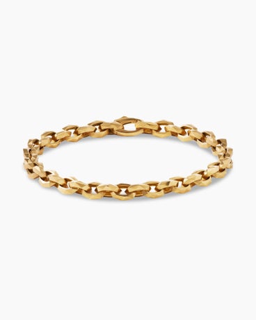 Torqued Faceted Chain Link Bracelet in 18K Yellow Gold, 7mm