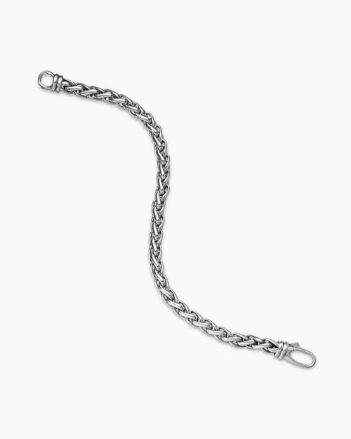 Mens Wheat Chain Bracelet in Sterling Silver, 6mm