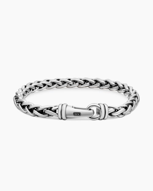 Mens Wheat Chain Bracelet in Sterling Silver, 6mm