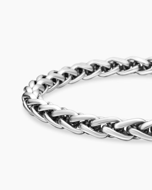 Mens Wheat Chain Bracelet in Sterling Silver, 6mm