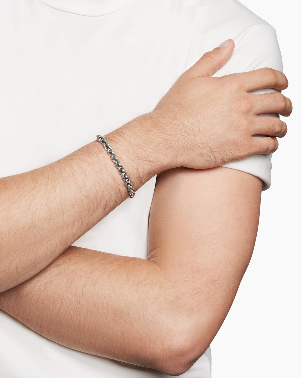 Mens Wheat Chain Bracelet in Sterling Silver, 6mm