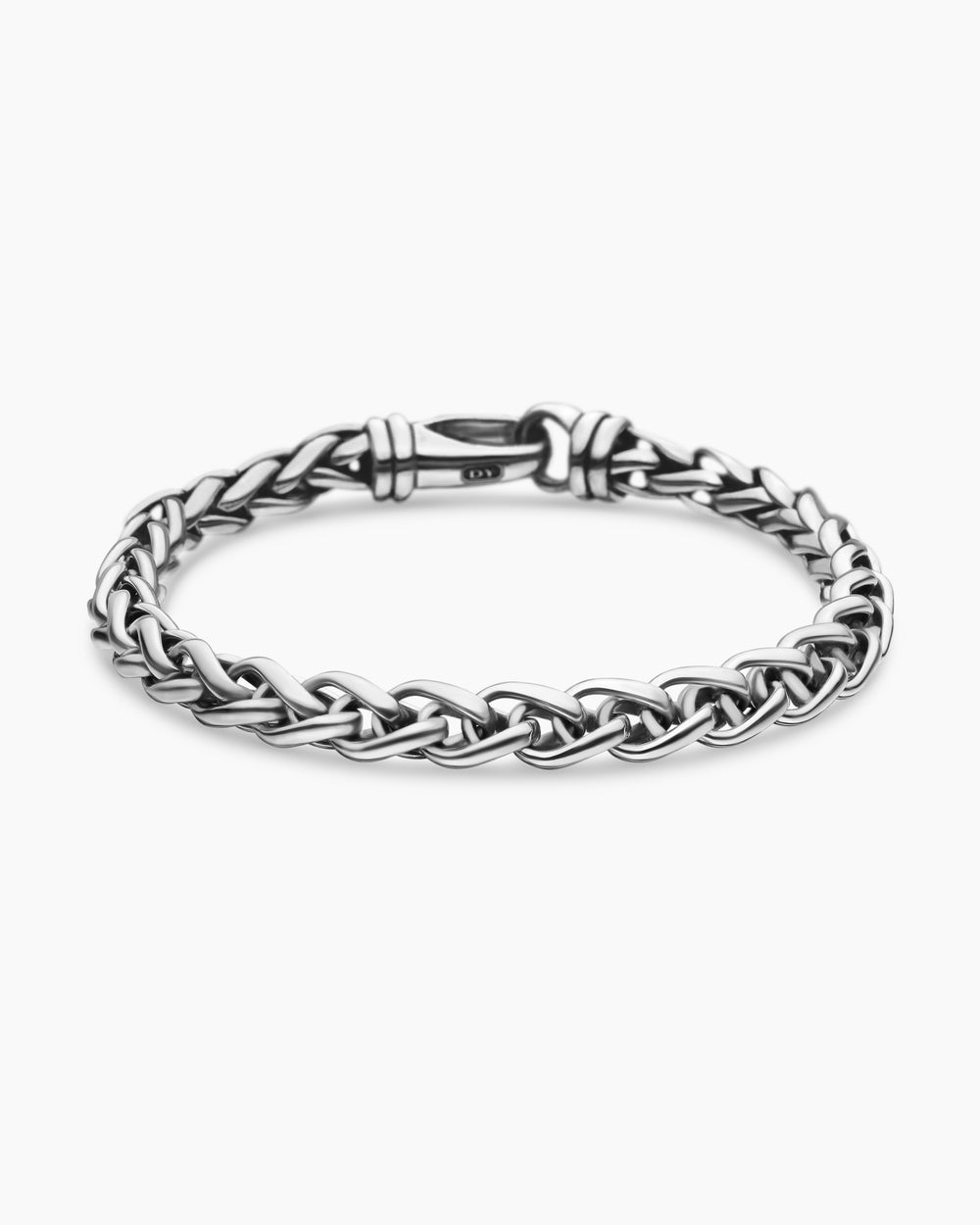 Mens Wheat Chain Bracelet in Sterling Silver, 6mm