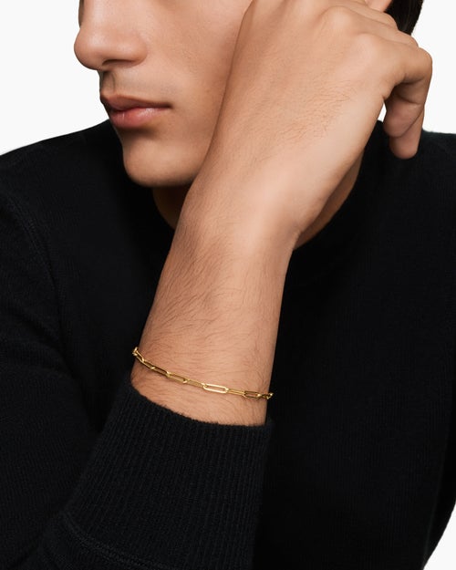 Mens DY Madison Link Bracelet in 18K Yellow Gold, 3.5mm