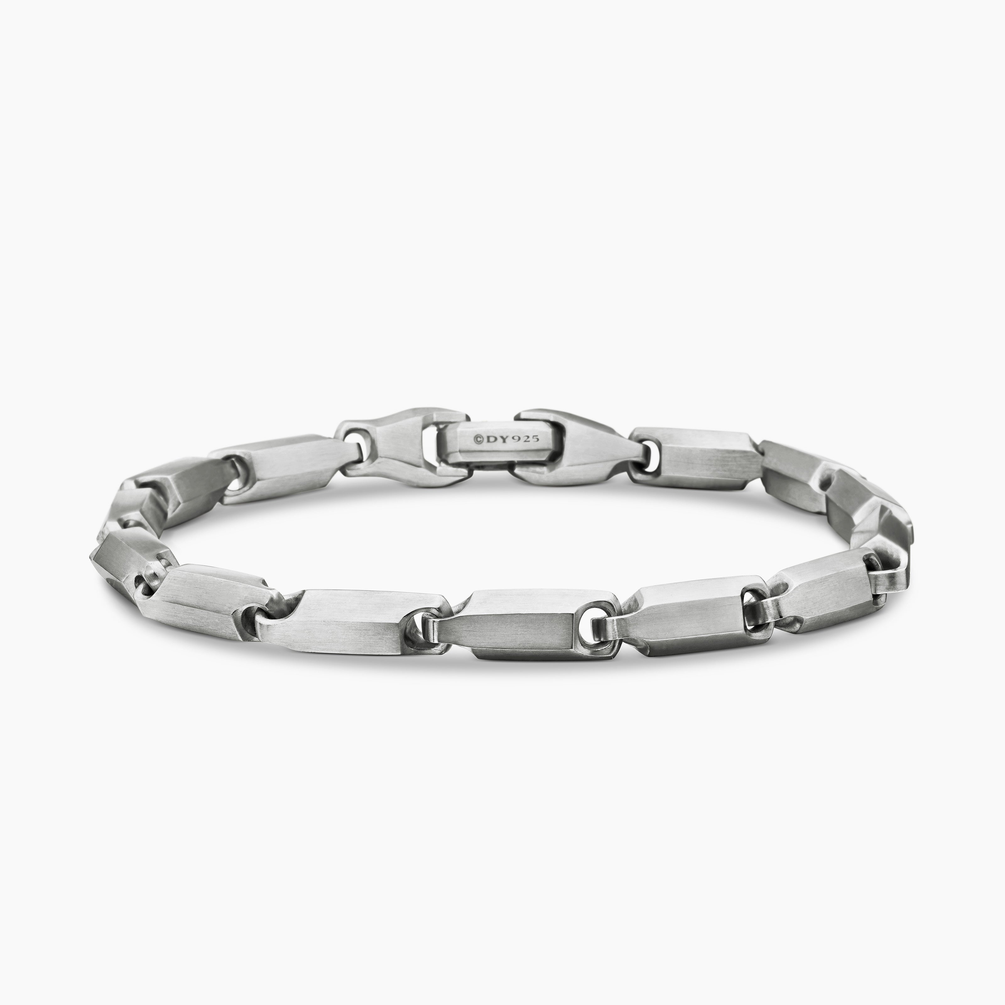 Mens Streamline Link Bracelet in Sterling Silver, 6mm