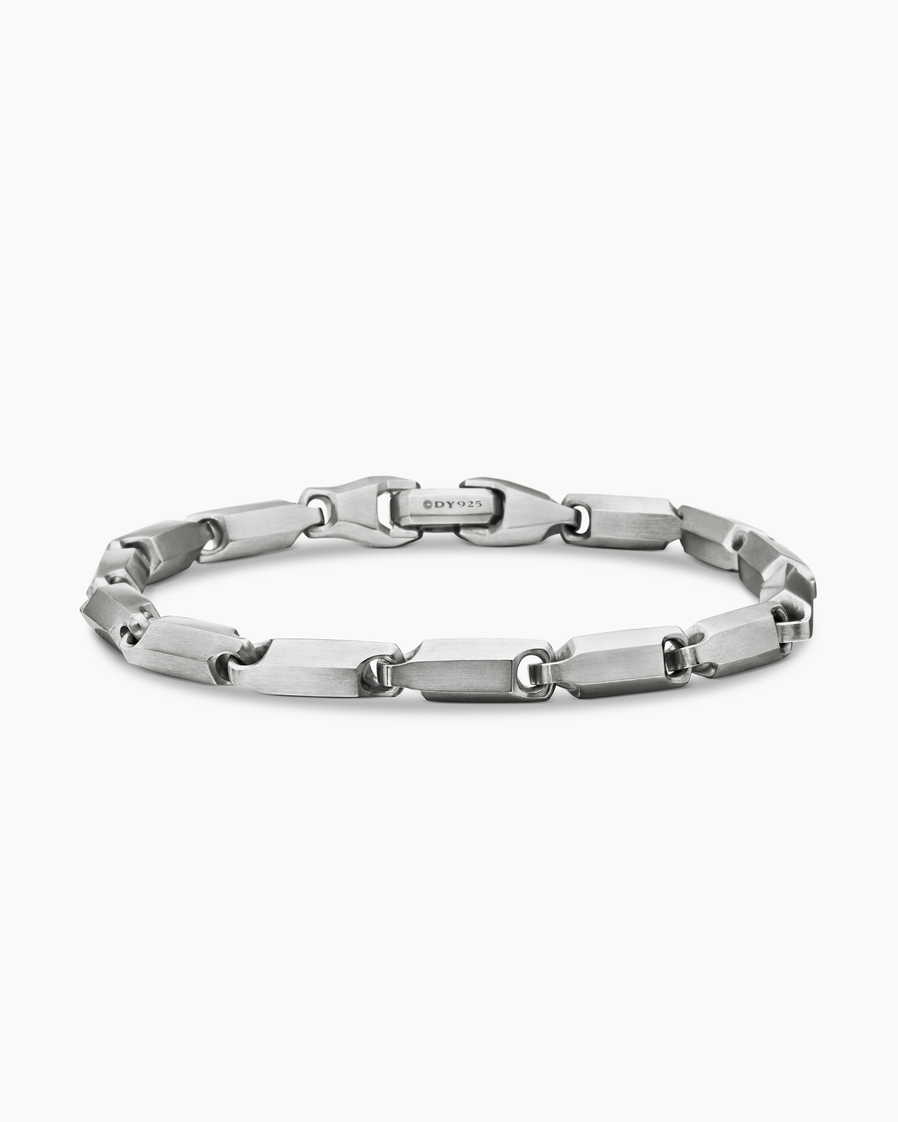Faceted Link Bracelet in Sterling Silver, 6mm