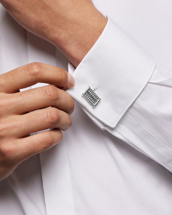 Boutons de manchette Chevron en argent sterling, 22,8 mm