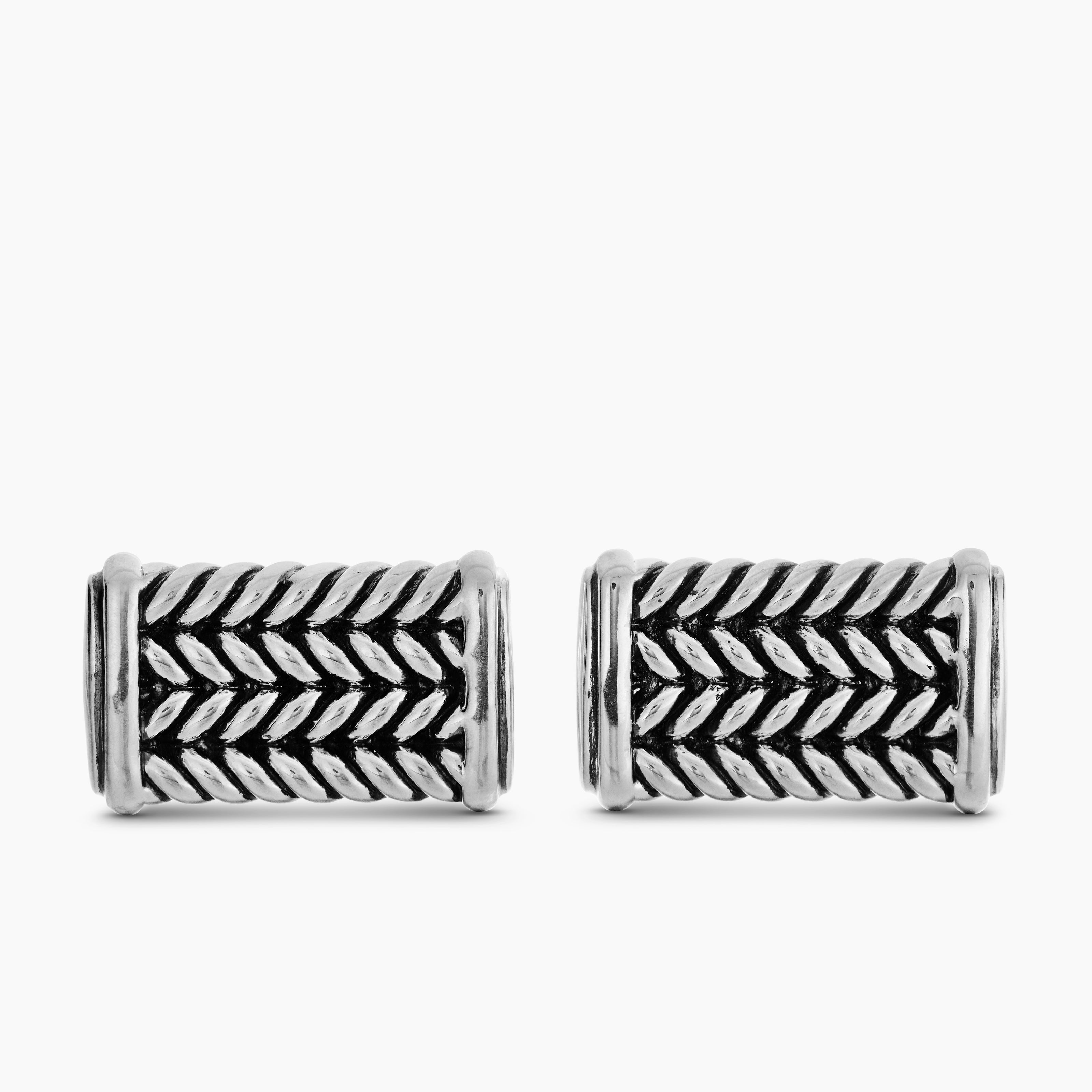 Mens Chevron Cufflinks in Sterling Silver, 22.8mm