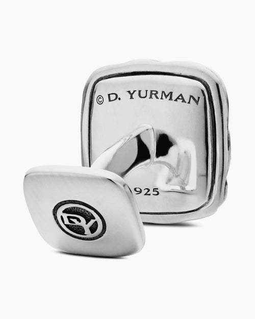 Mens Sculpted Cable Cushion Cufflinks in Sterling Silver, 17mm