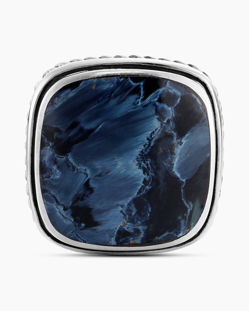 Boutons de manchette Streamline® en argent massif avec incrustation en carbone forgé et piétersite, 18 mm