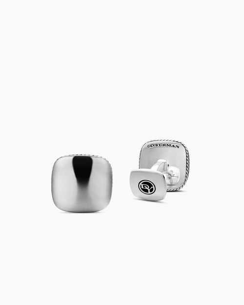 Mens Streamline® Cushion Cufflinks in Sterling Silver, 17mm