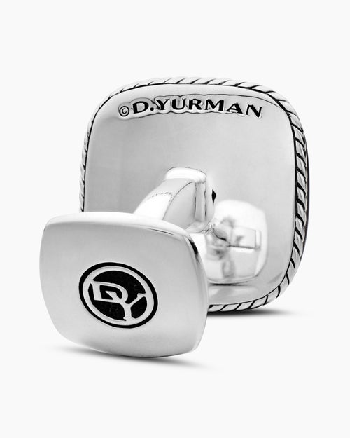 Mens Streamline® Cushion Cufflinks in Sterling Silver, 17mm