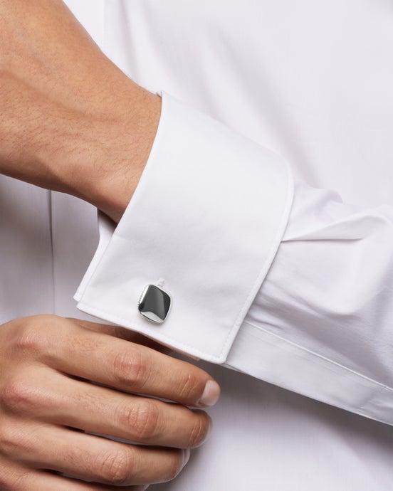 Streamline Cushion Cufflinks in Sterling Silver, 17mm