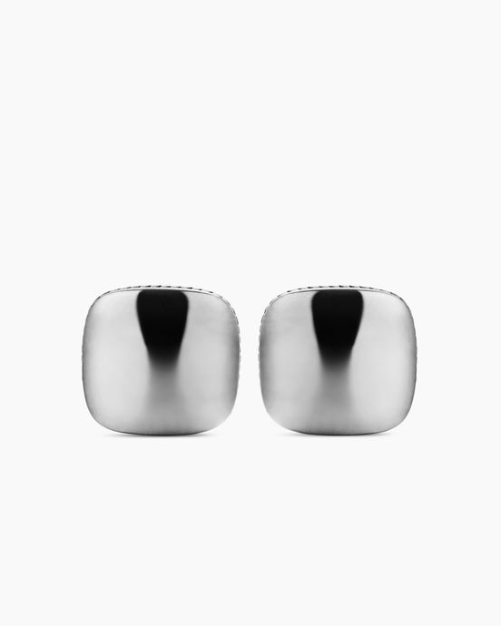 Streamline Cushion Cufflinks in Sterling Silver, 17mm