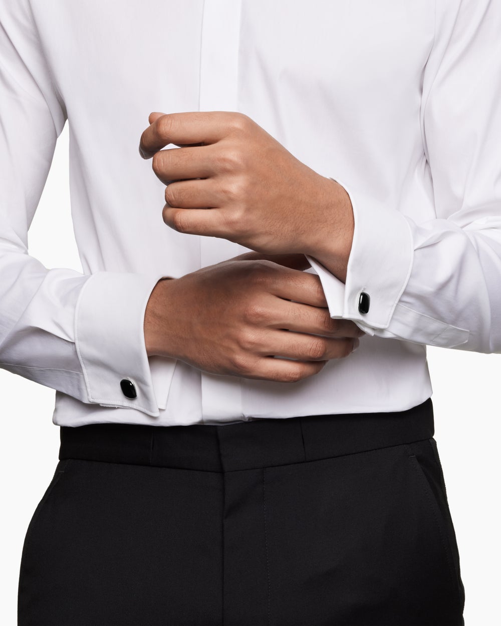 Boutons de manchette taille coussin Streamline® en argent sterling avec onyx noir, 17 mm hommes