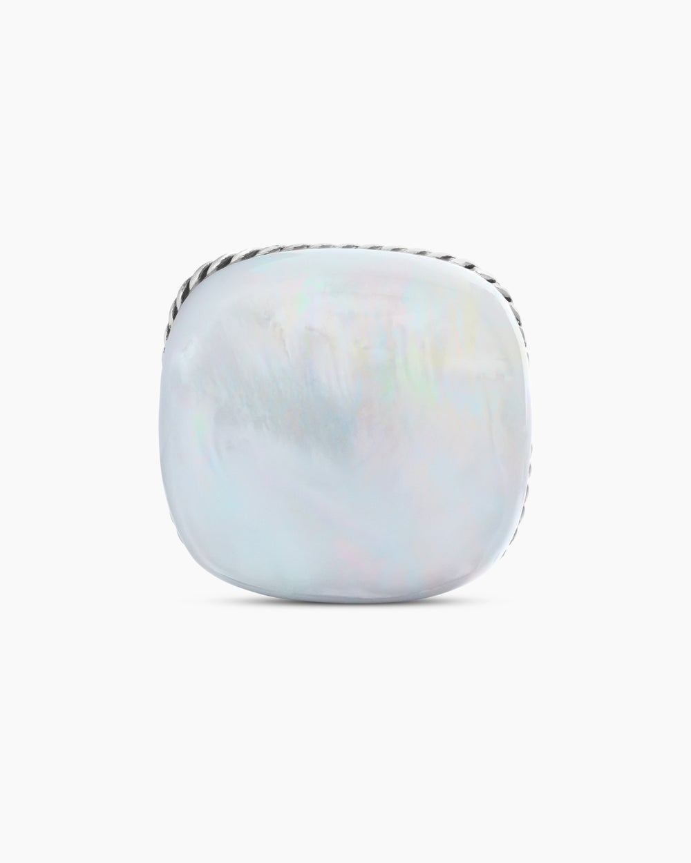 Mens Streamline® Cushion Cufflinks in Sterling Silver with Mother of Pearl, 17mm