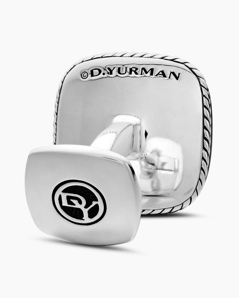 Mens Streamline® Cushion Cufflinks in Sterling Silver with Mother of Pearl, 17mm