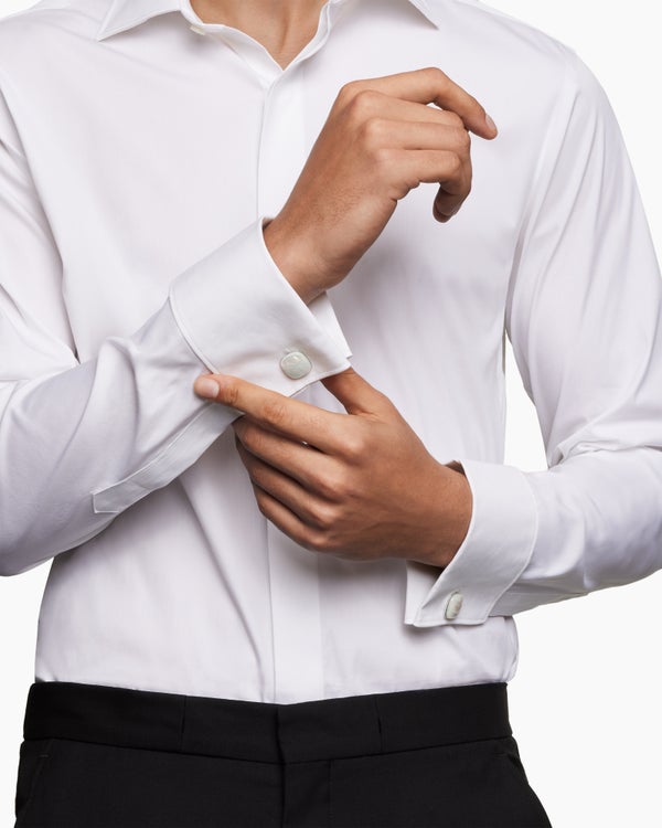 Streamline® Cushion Cufflinks in Sterling Silver with Mother of Pearl, 17mm