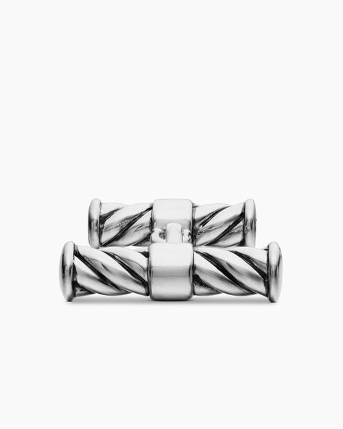 Mens Sculpted Cable Elongated Cufflinks in Sterling Silver, 22mm