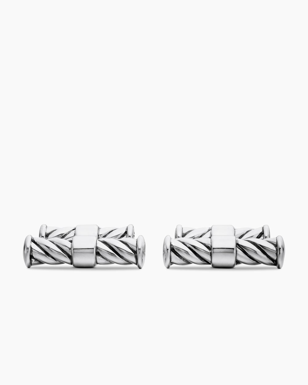Boutons de manchette allongés Sculpted Cable en argent sterling, 22 mm hommes