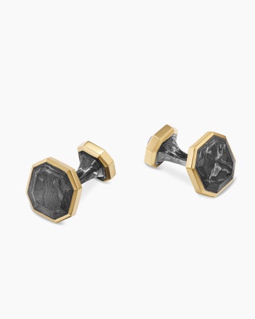 Forged Carbon Cufflinks in 18K Yellow Gold, 15.5mm