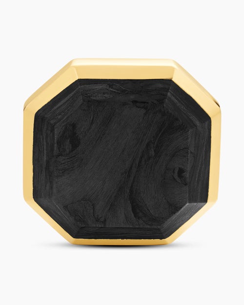 Mens Streamline® Cufflinks in 18K Yellow Gold with Forged Carbon, 15mm