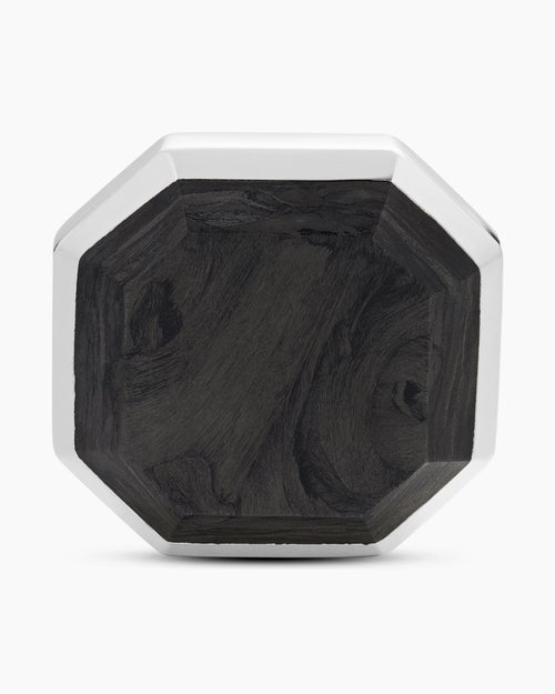 Mens Streamline® Cufflinks in Sterling Silver with Forged Carbon, 15mm