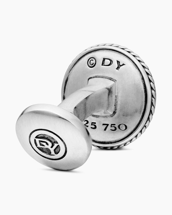Boutons de manchette boussole Maritime® en argent sterling avec or jaune 18 carats et diamant central, 16 mm