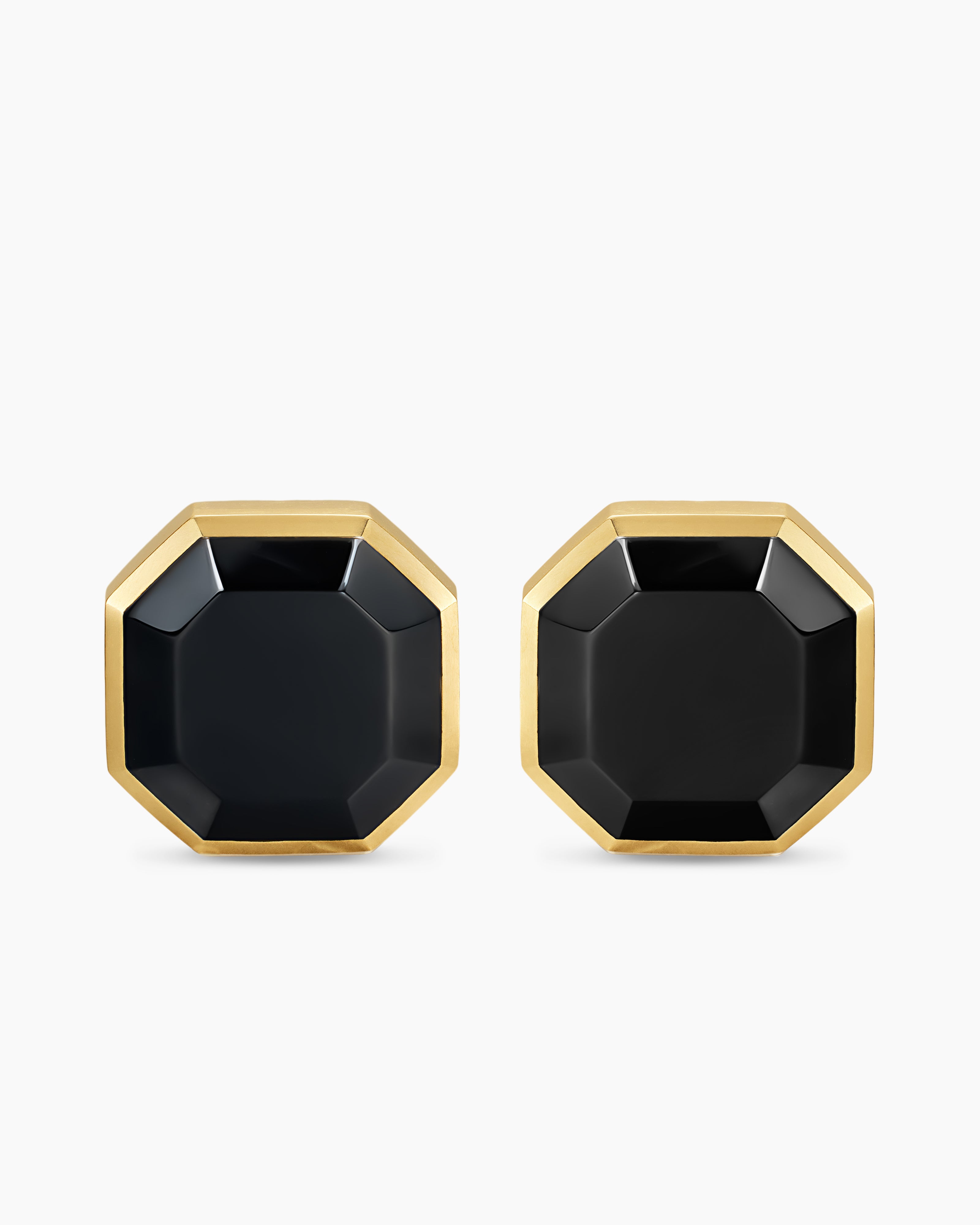 Mens Streamline&reg; Cufflinks in Sterling Silver with 14K Yellow Gold and Black Onyx, 15mm