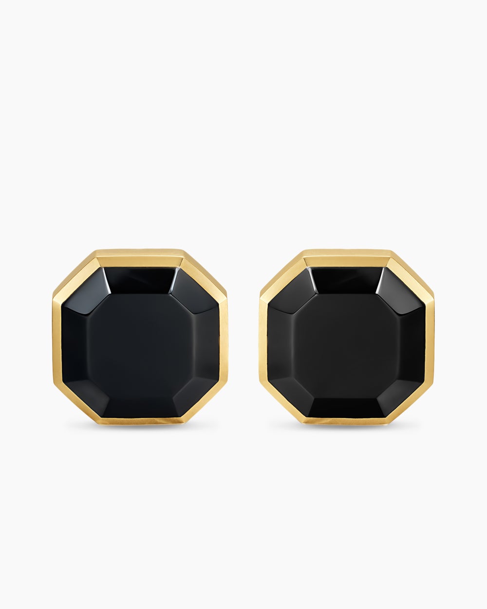 Mens Streamline® Cufflinks in Sterling Silver with 14K Yellow Gold and Black Onyx, 15mm