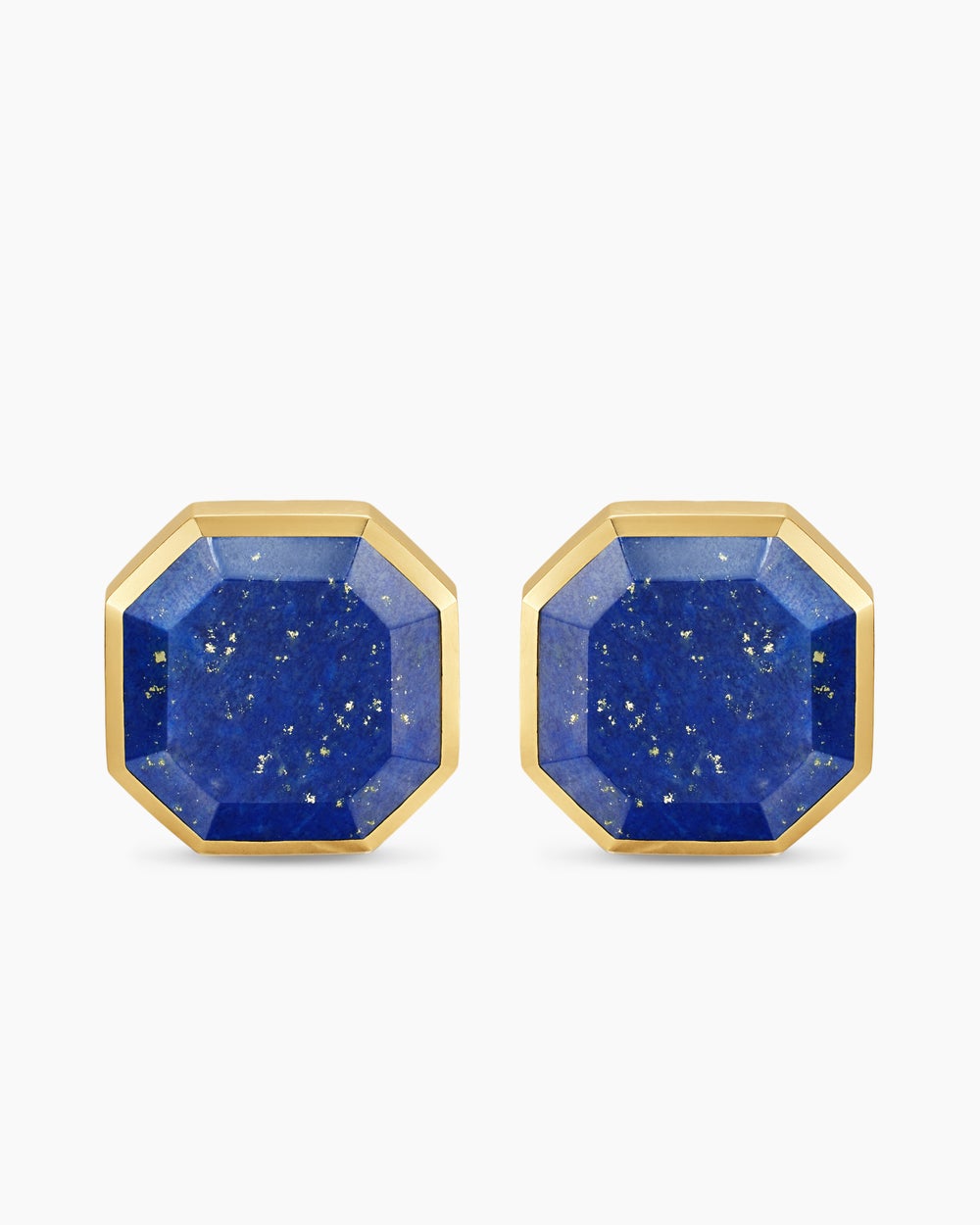 Mens Streamline® Cufflinks in Sterling Silver with 14K Yellow Gold and Lapis, 15mm
