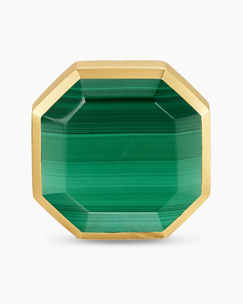Mens Streamline® Cufflinks in Sterling Silver with 14K Yellow Gold and Malachite, 15mm