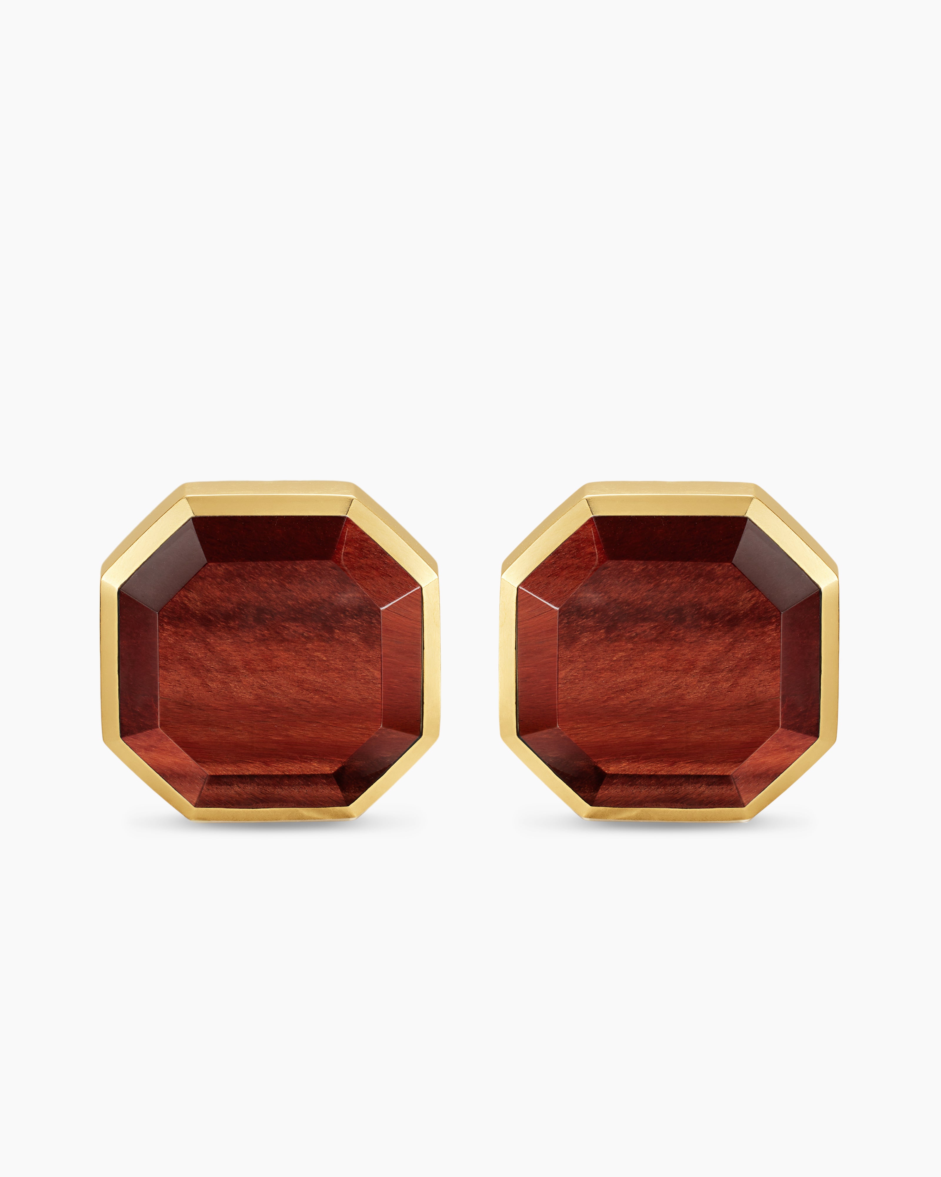 Mens Streamline&reg; Cufflinks in Sterling Silver with 14K Yellow Gold and Red Tiger's Eye, 15mm
