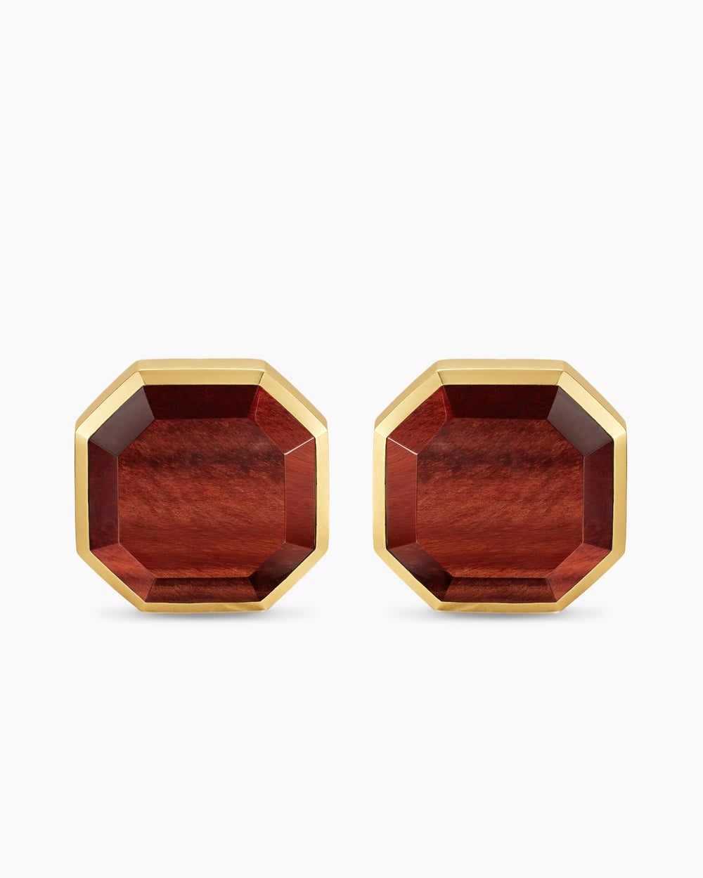Mens Streamline® Cufflinks in Sterling Silver with 14K Yellow Gold and Red Tiger's Eye, 15mm