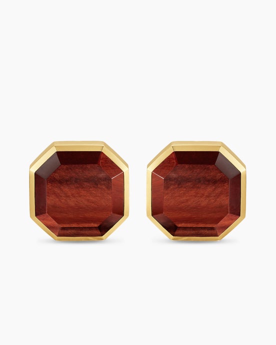 Streamline® Cufflinks in Sterling Silver with 14K Yellow Gold and Red Tiger's Eye, 15mm