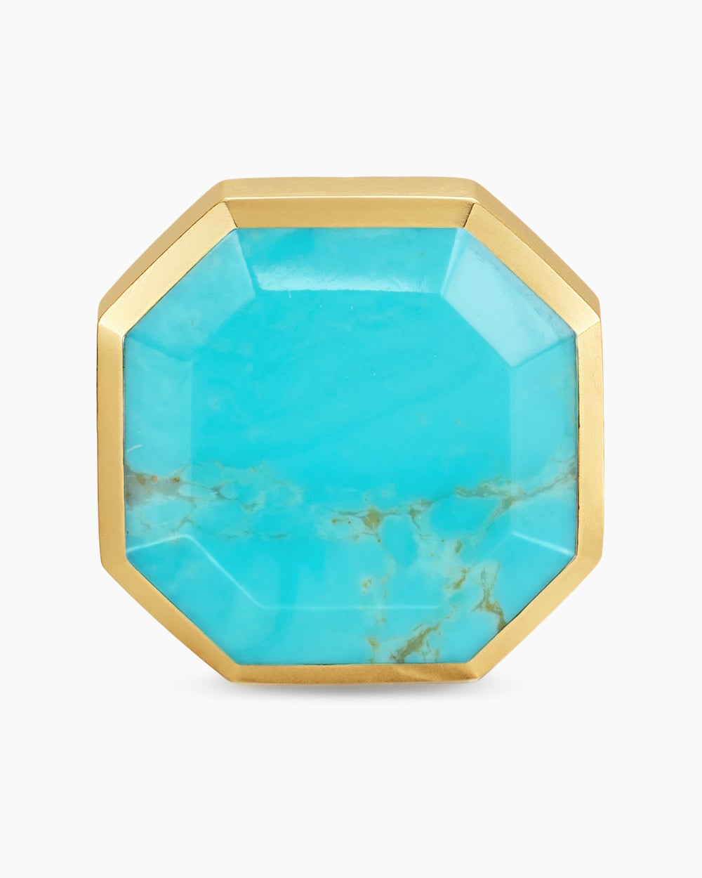 Mens Streamline® Cufflinks in Sterling Silver with 14K Yellow Gold and Turquoise, 15mm