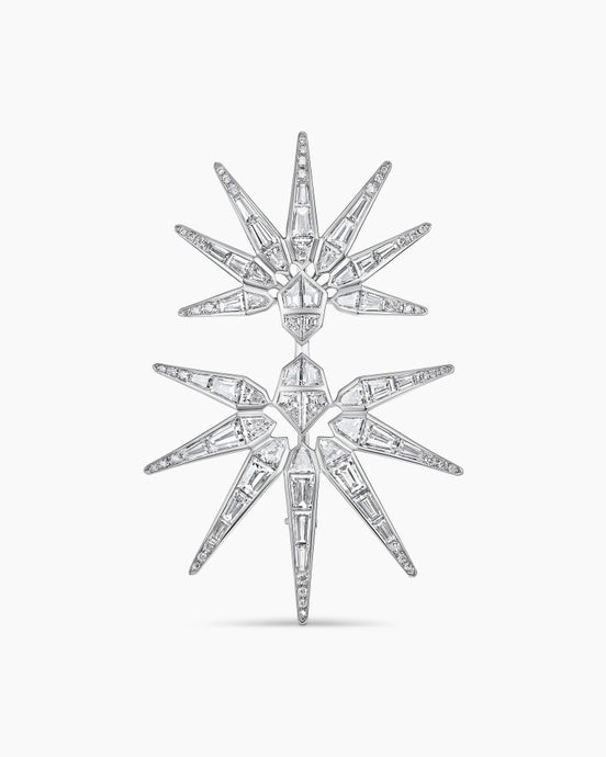 Liberty Baguette Brooch in White Gold with Diamonds
