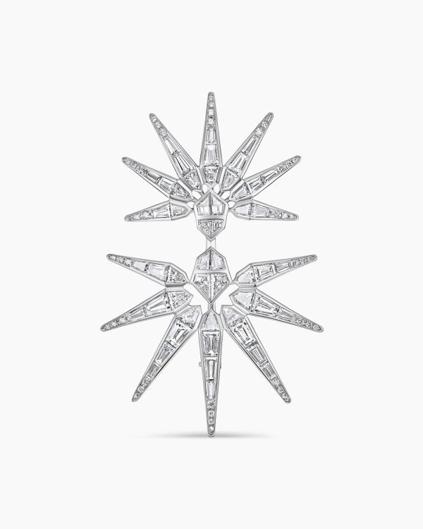 Liberty Baguette Brooch in White Gold with Diamonds